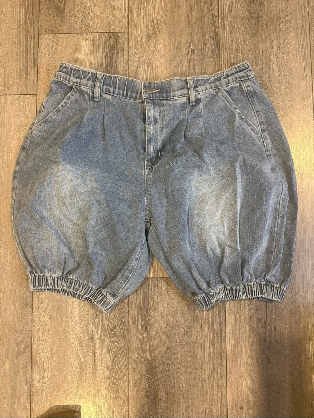 Denim Bubble Shorts - Blue